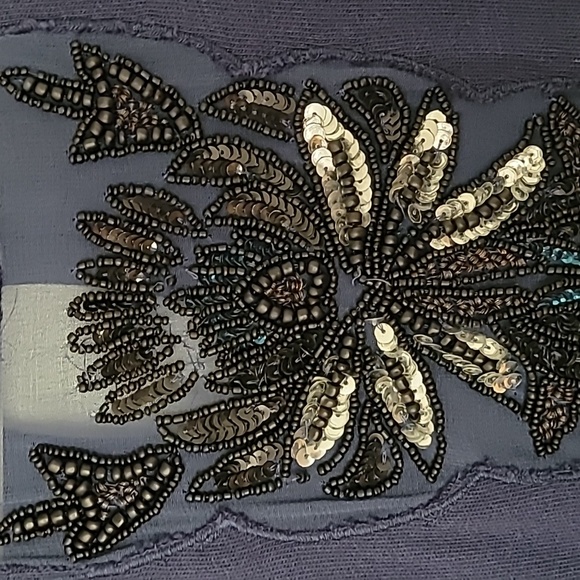 NEW ROMANTICS  Navy dress with embellished sleeves and front of dress. SIZE XS - Picture 5 of 13